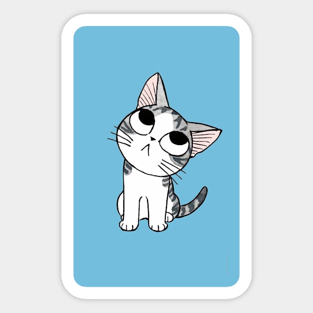 Confused Cat Blue Sticker by multylapakID